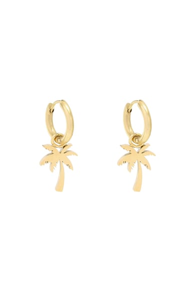 Earrings Summer Palm Gold Color Stainless Steel h5 